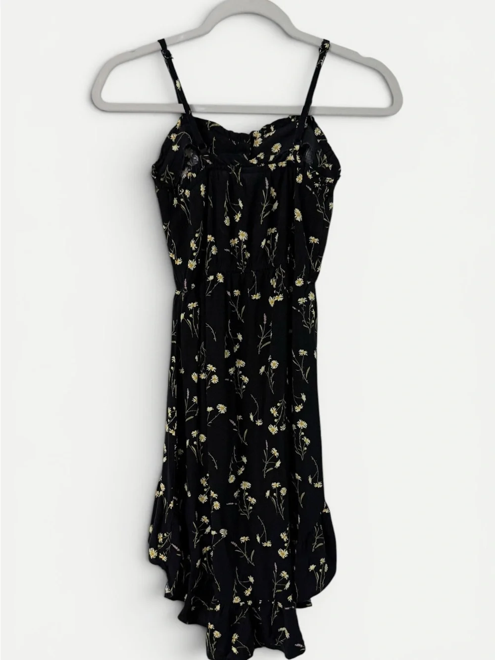 Art Class Girls Black Daisy Floral High-Low Romper – Size S 6/6X
